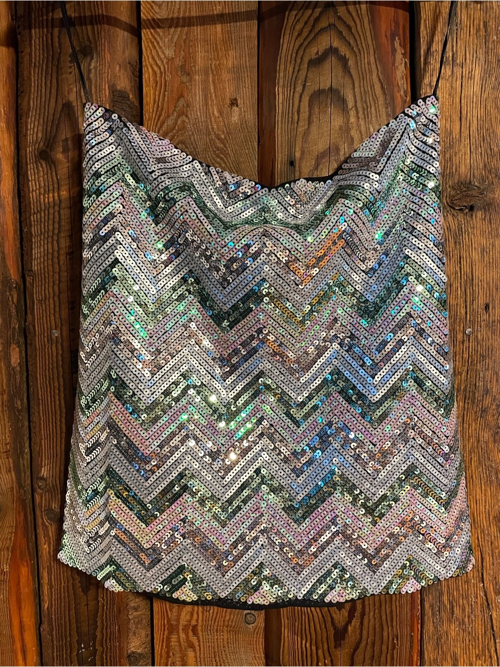 Sequin Chevron Women’s Evening skirt - Iridescent Silver